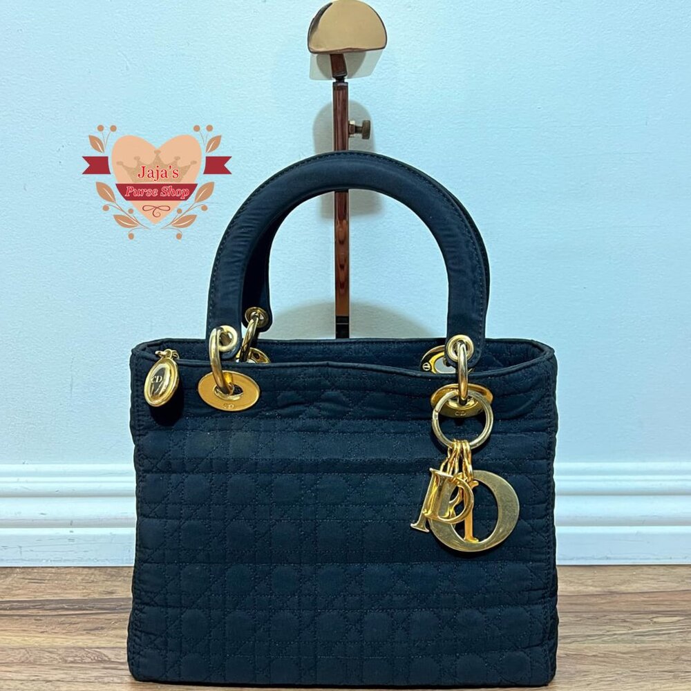 🖤Dior Lady Dior Handbag Cannage  Quilted Nylon Black Satchel🖤